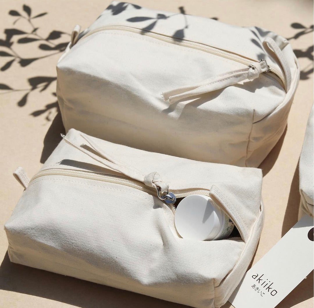 Akiiko Multipurpose Zip Pouches | Cotton Canvas | Set of 3