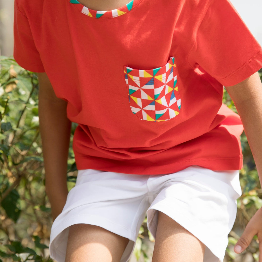 Round Neck Pocket Tee - Pinwheel Parade