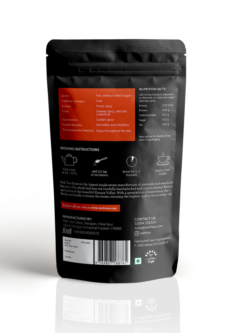 Wah Tea Kashmiri Kahwa - Loose Leaf - Stand Up Pouch Pack of 2 (100g each)