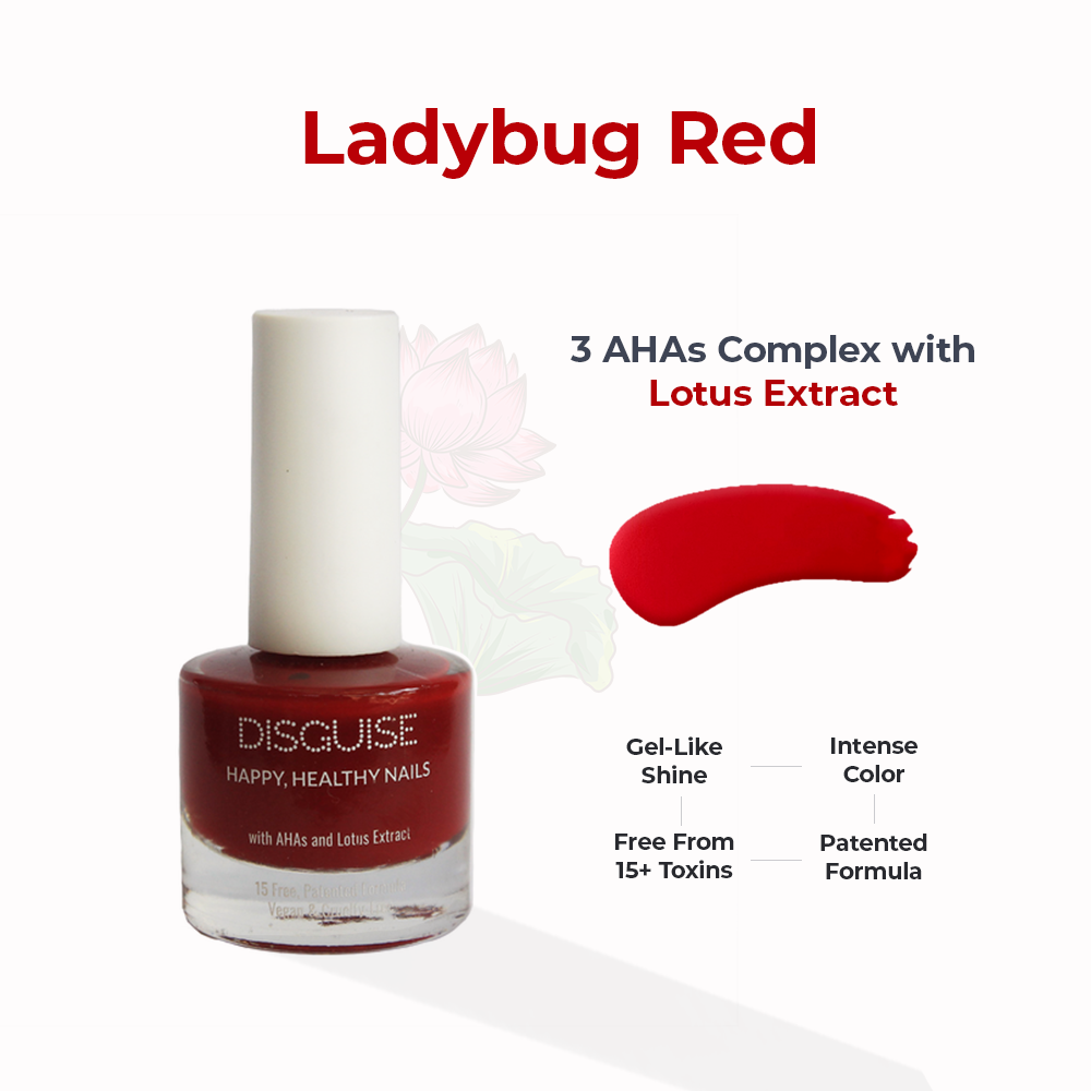 Disguise Cosmetics Ladybug Red 102, 21 TOXIN FREE | WITH AHA & LOTUS EXTRACT | INTENSE COLOR | 9 ml