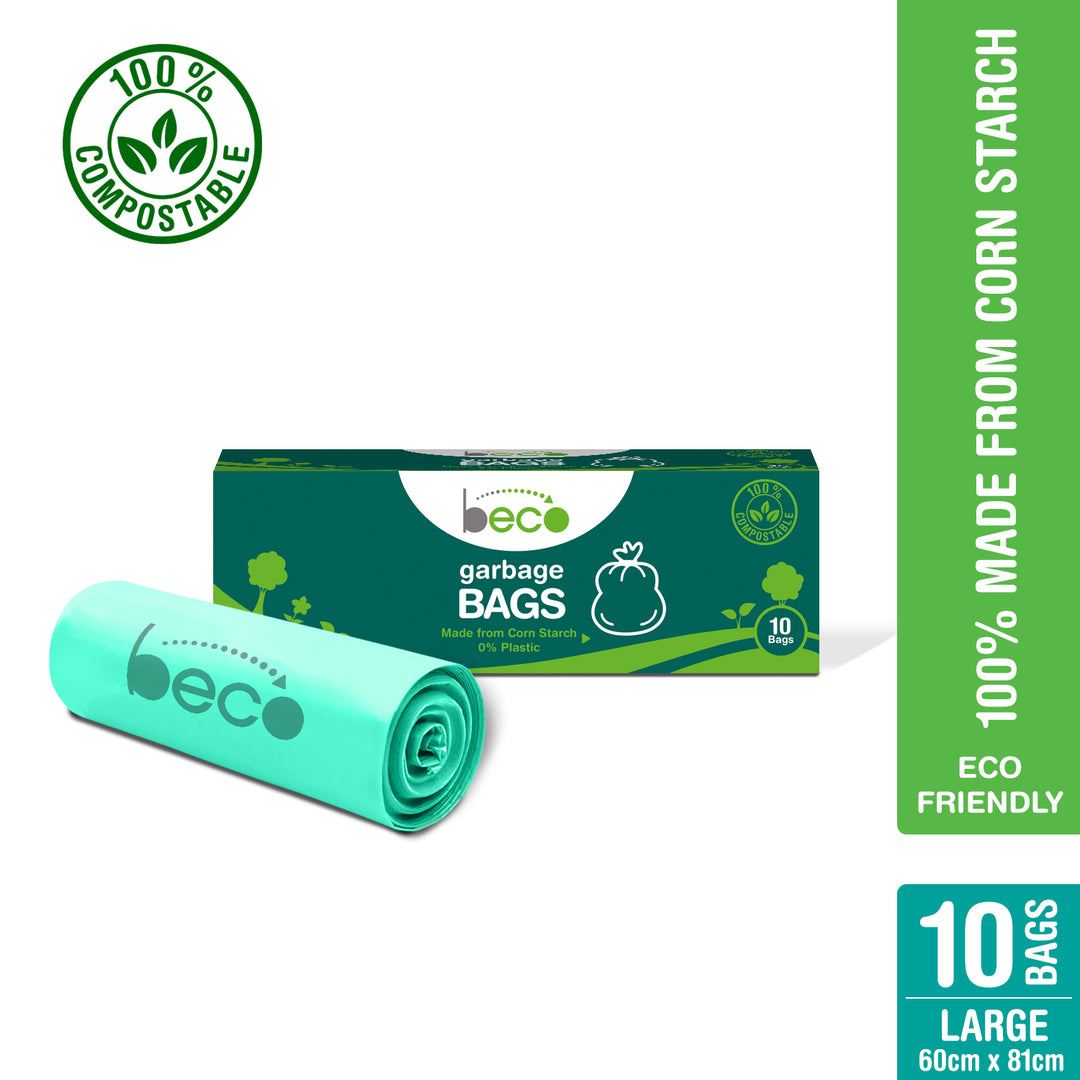 Ecosattva (Beco) Beco Compostable Large 61 × 81 cm Garbage Bags/Trash Bags/Dustbin Bags 10 Pieces - Pack of 3