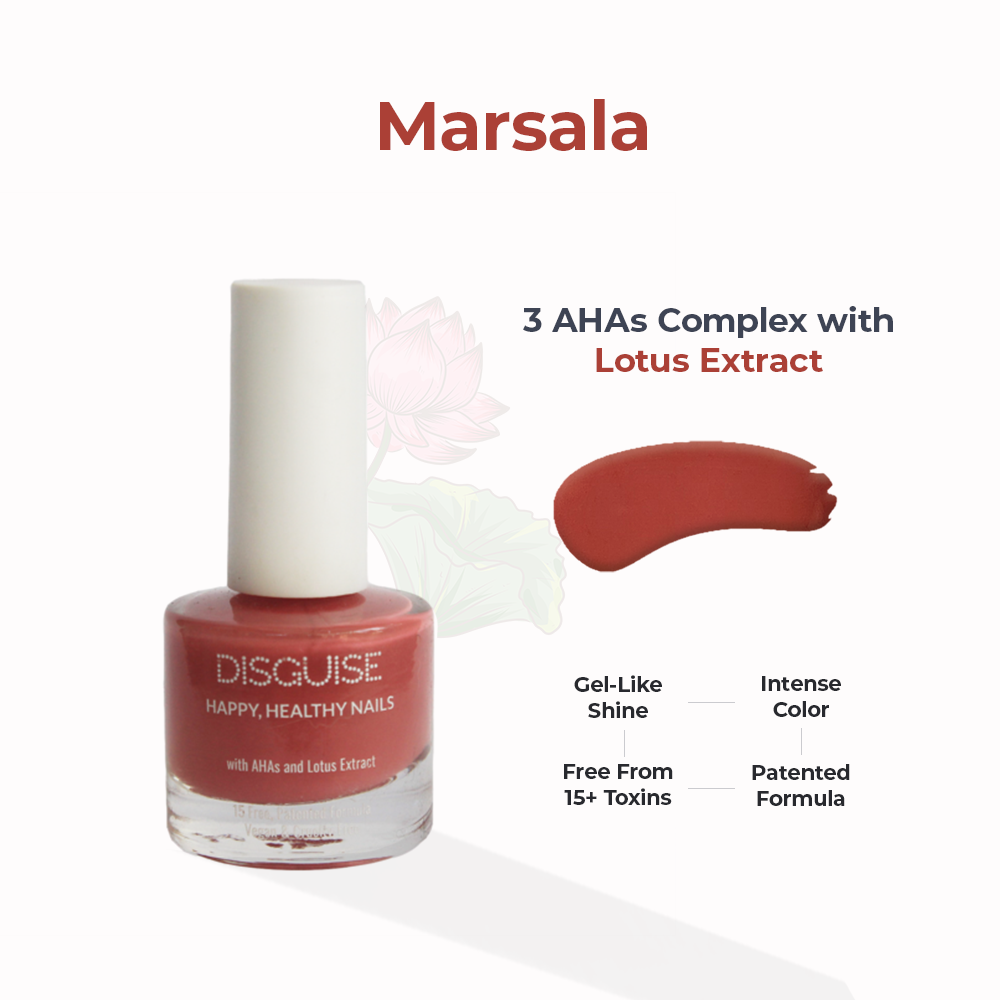 Disguise Cosmetics Marsala 110, 21 TOXIN FREE | WITH AHA & LOTUS EXTRACT | INTENSE COLOR | 9 ml
