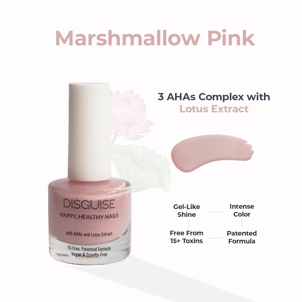 Disguise Cosmetics Marshmallow Pink 115, 21 TOXIN FREE | WITH AHA & LOTUS EXTRACT | INTENSE COLOR | 9 ml
