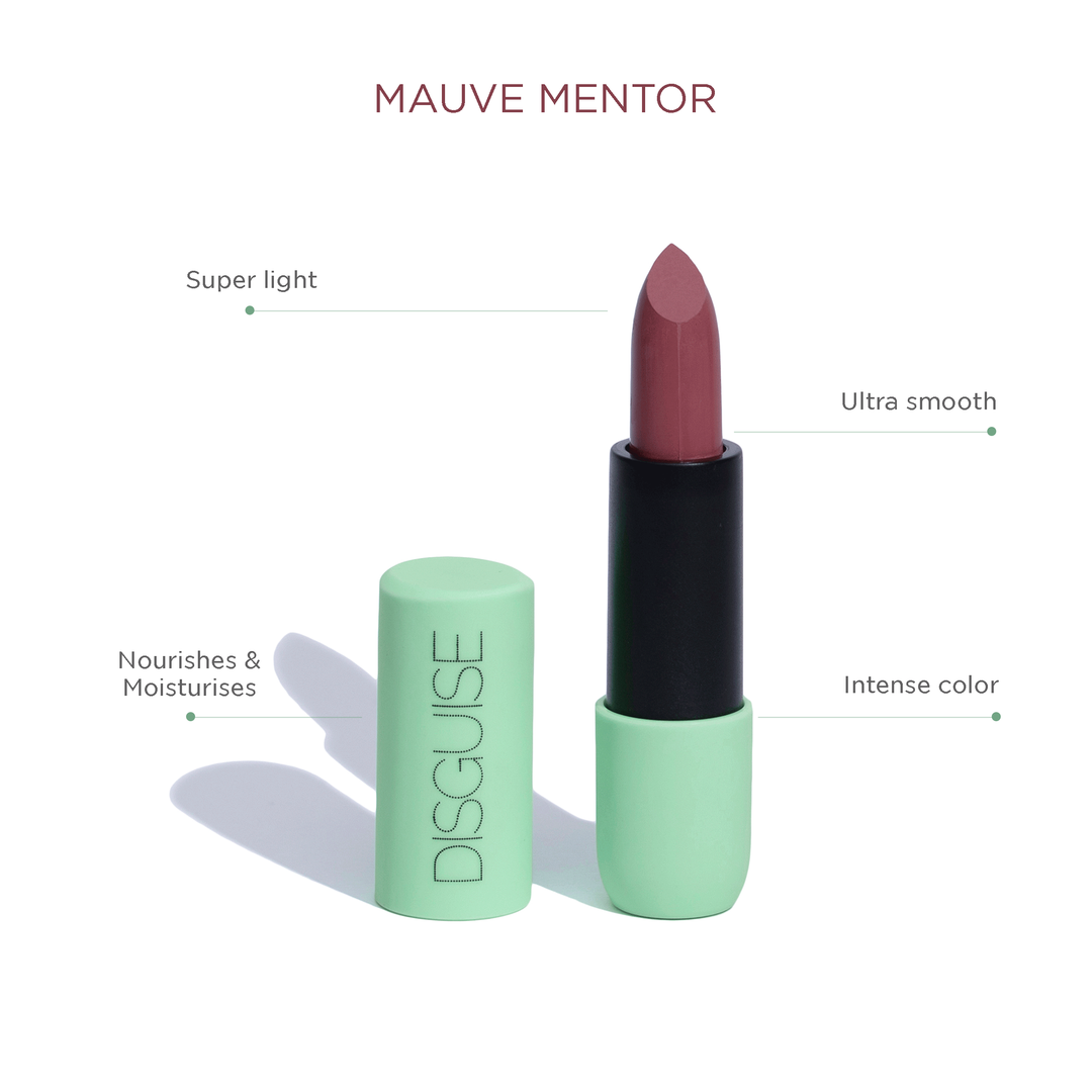 Disguise Cosmetics Satin Matte Lipstick Mauve Mentor 13 | ULTRA LIGHT & COMFORTABLE | ENRICHED WITH PLANT OILS