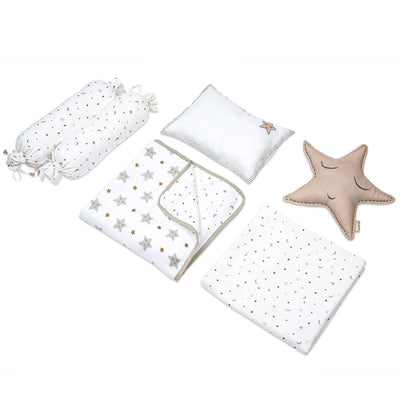 Masilo Organic Muslin Cot Bedding Set – Sleepy Star (Metallic)