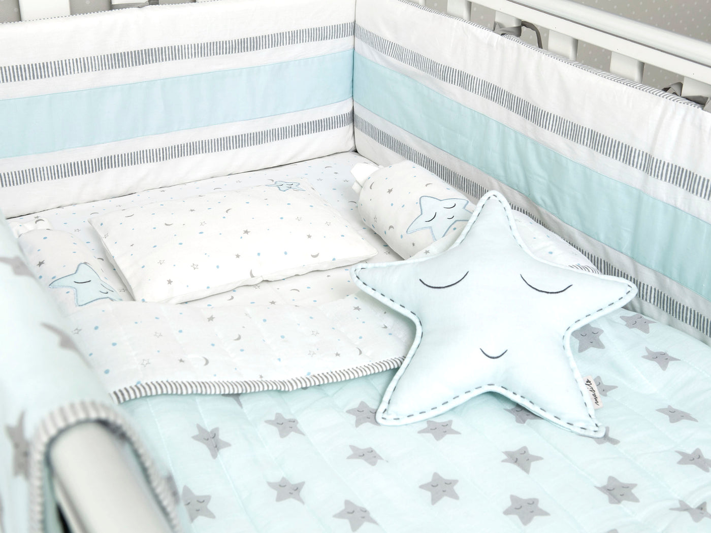 Masilo Organic Cotton Cot Bedding Set – Sleepy Star (Blue)