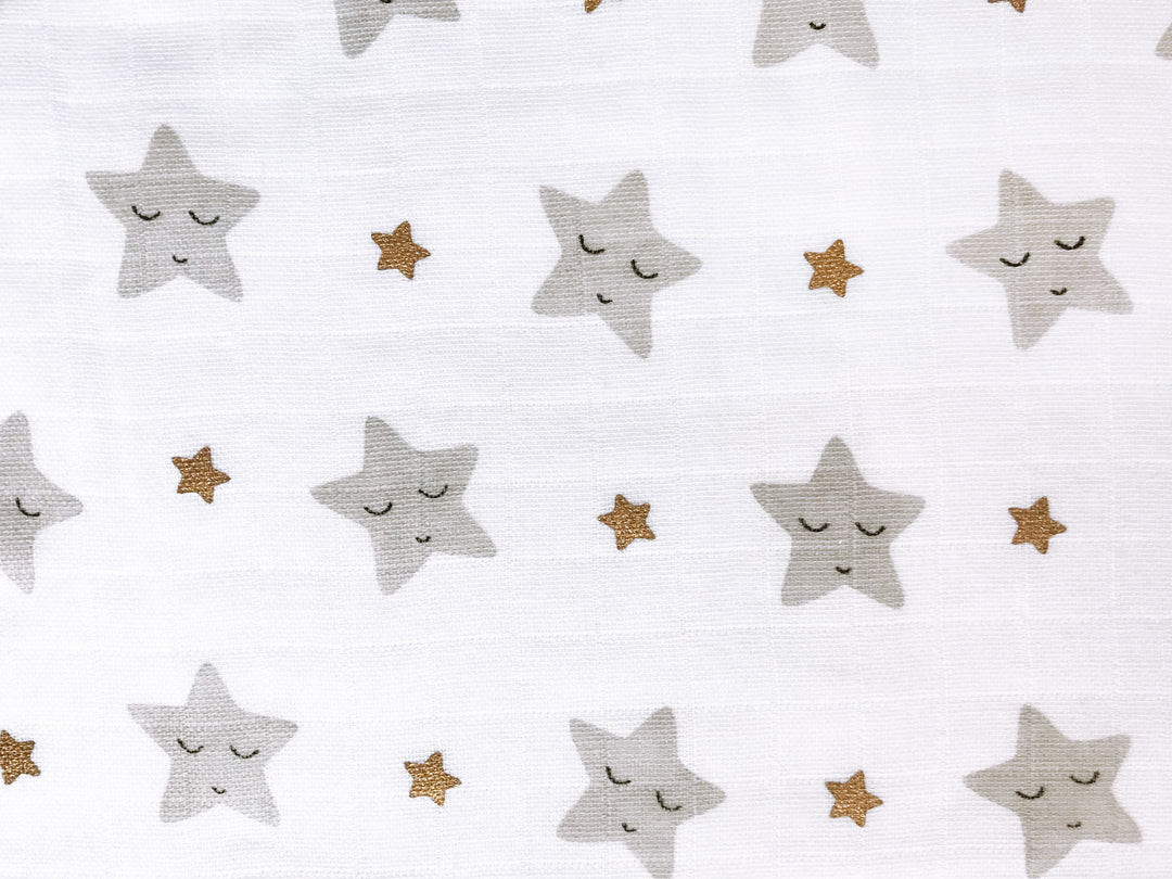 Organic Muslin Swaddles (Set of 3) – Sleepy Star (Metallic)