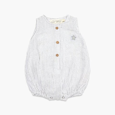 Masilo Organic Muslin Baby Romper - Grey Stripe