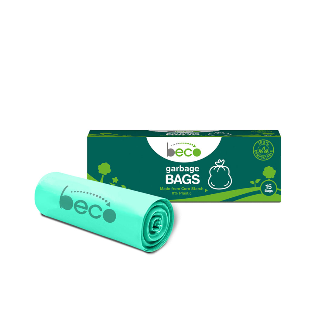 Ecosattva (Beco) Beco Compostable Medium 48 × 53 cm Garbage Bags/Trash Bags/Dustbin Bags 15 Pieces - Pack of 3
