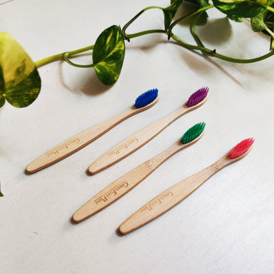 Natural Bamboo Kids Toothbrush | Pack of 2 | Assorted colours