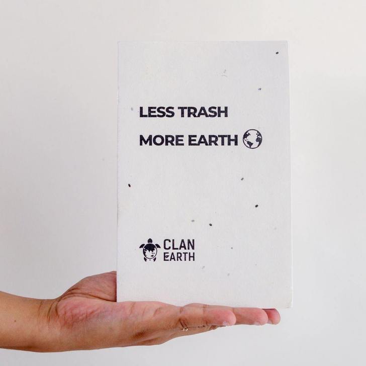 Clan Earth Recycled Paper Stationery Set - Plantable cover note book with Recycled Paper Pen and Pencil