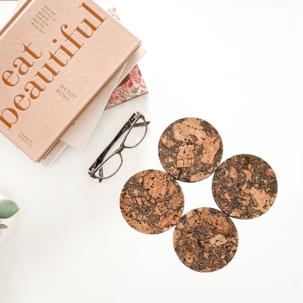 ONEarth Quirky Cork Coasters Pack of 4 - Green