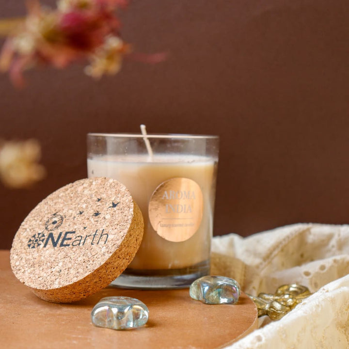ONEarth Luxury Scented Candle with Cork Lid - Soy Wax (1 wick) - Jasmine