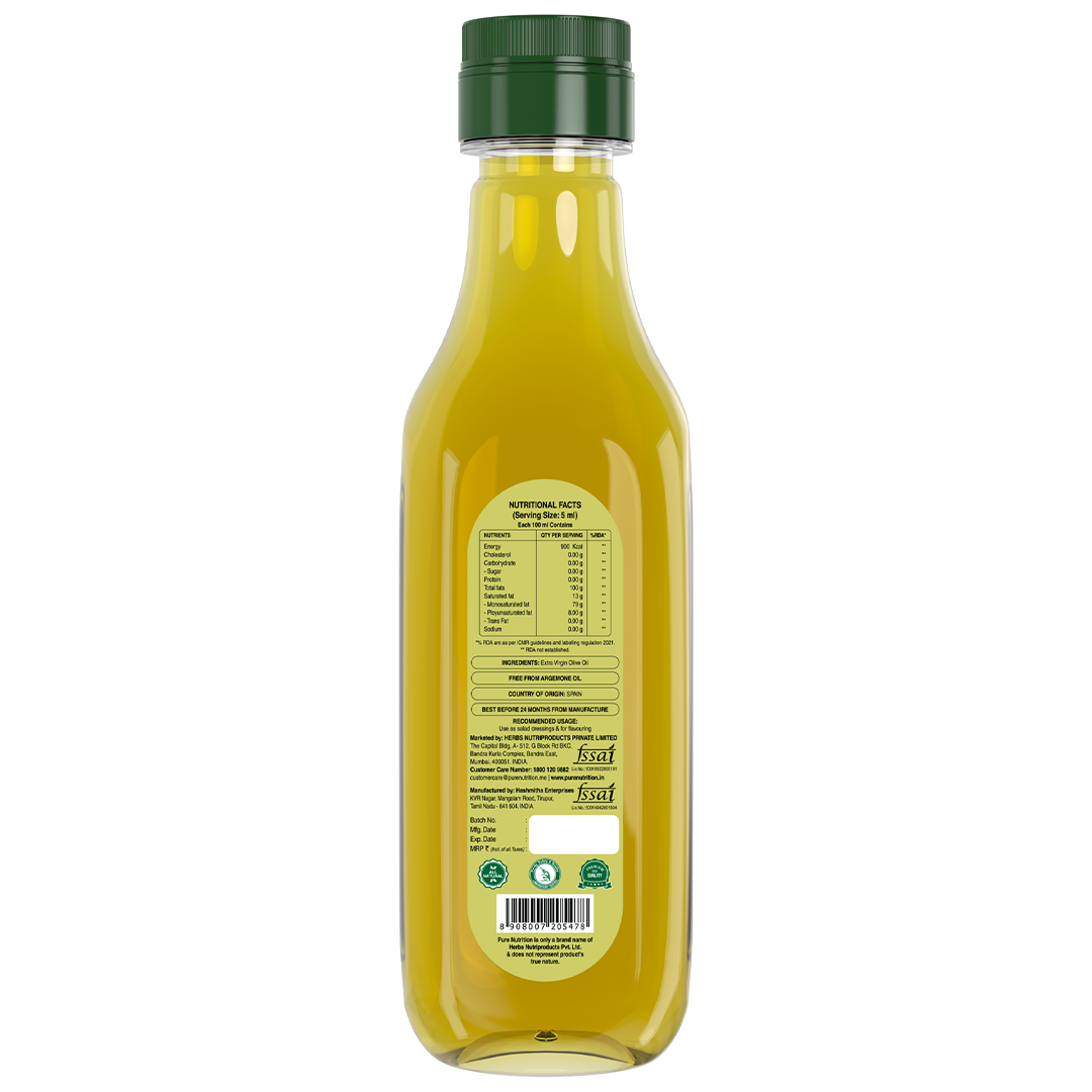 Pure Nutrition Raw Cold Pressed Virgin Olive Oil Pet bottle - 500 ml