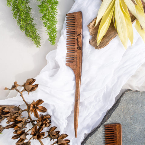 Organic B Indian Rosewood Tail Comb | Rosemary Infused
