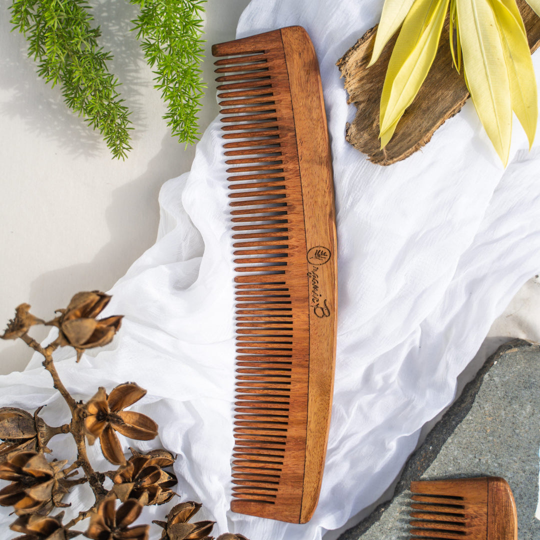 Organic B Dual Teeth Indian Rosewood Comb | Rosemary Infused