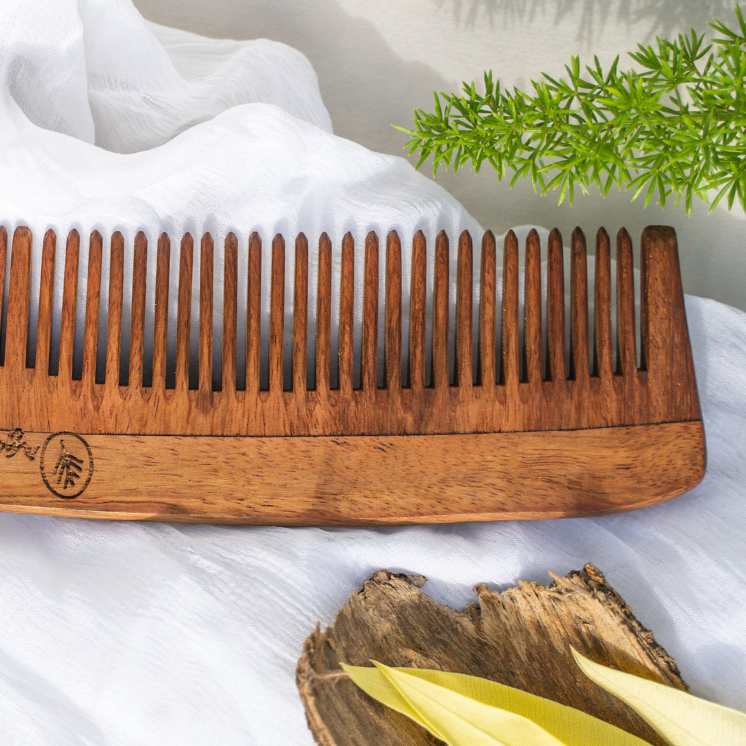 Organic B Dual Teeth Indian Rosewood Comb | Rosemary Infused