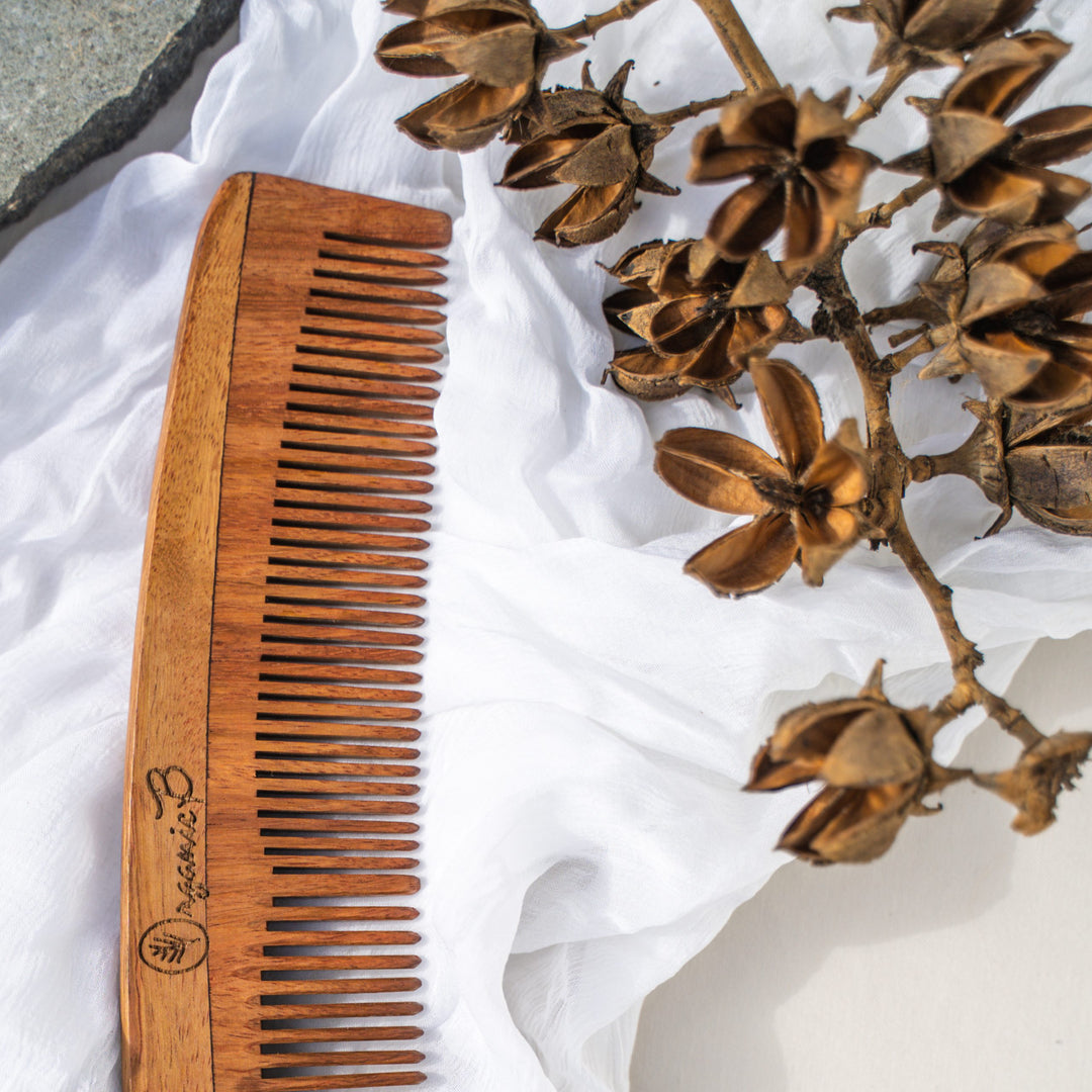 Organic B Dual Teeth Indian Rosewood Comb | Rosemary Infused