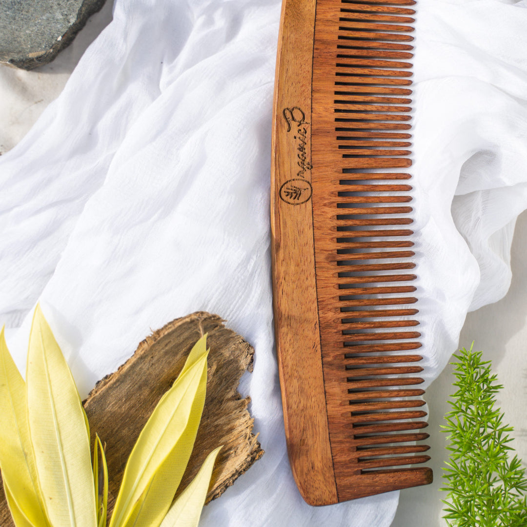 Organic B Dual Teeth Indian Rosewood Comb | Rosemary Infused