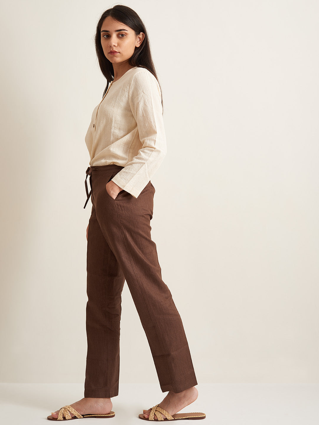 Patrah Straight-Fit Linen Drawstring Pants