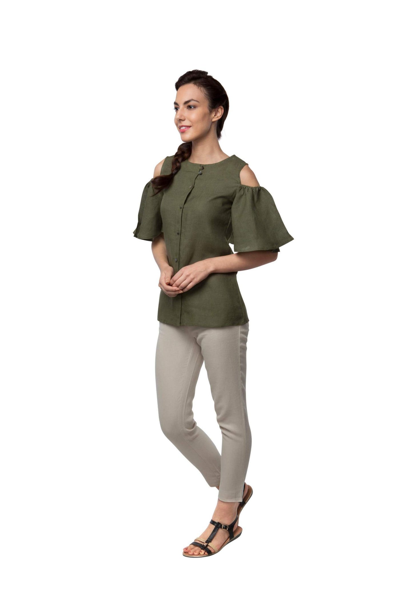 Pecan Sleeve Cut Out Top
