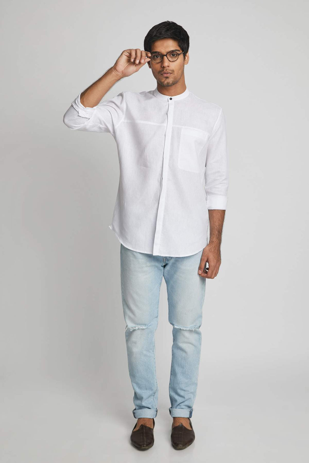 B Label Reflect Round Collar Shirt