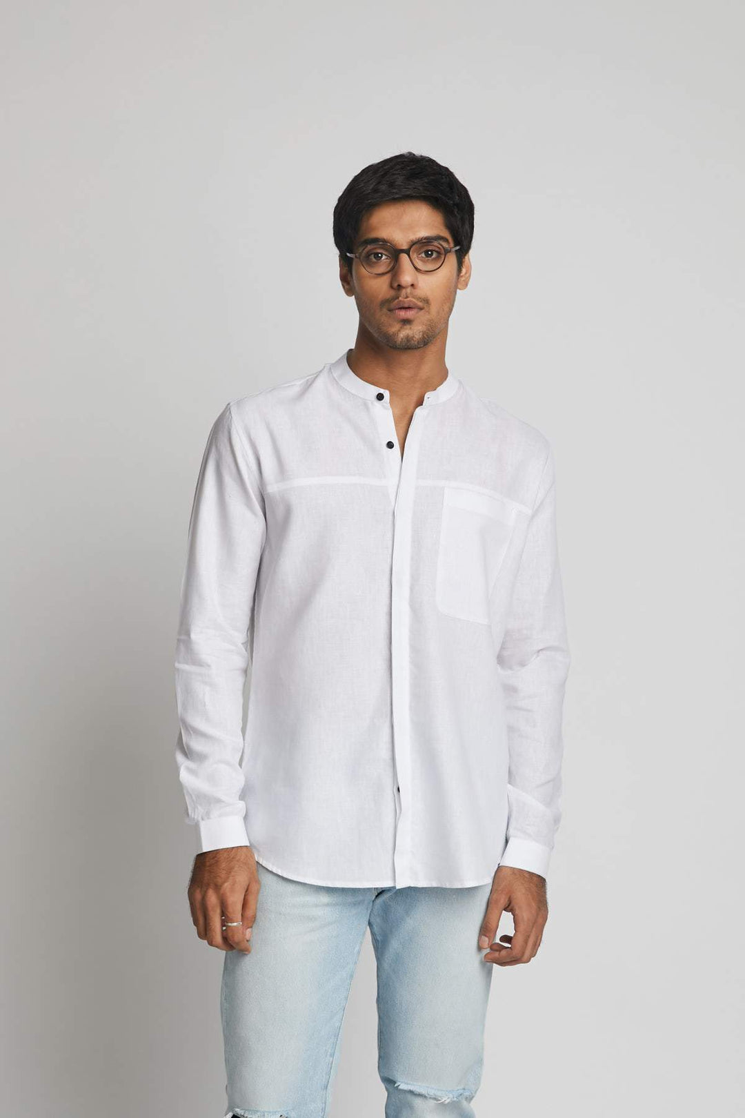 B Label Reflect Round Collar Shirt