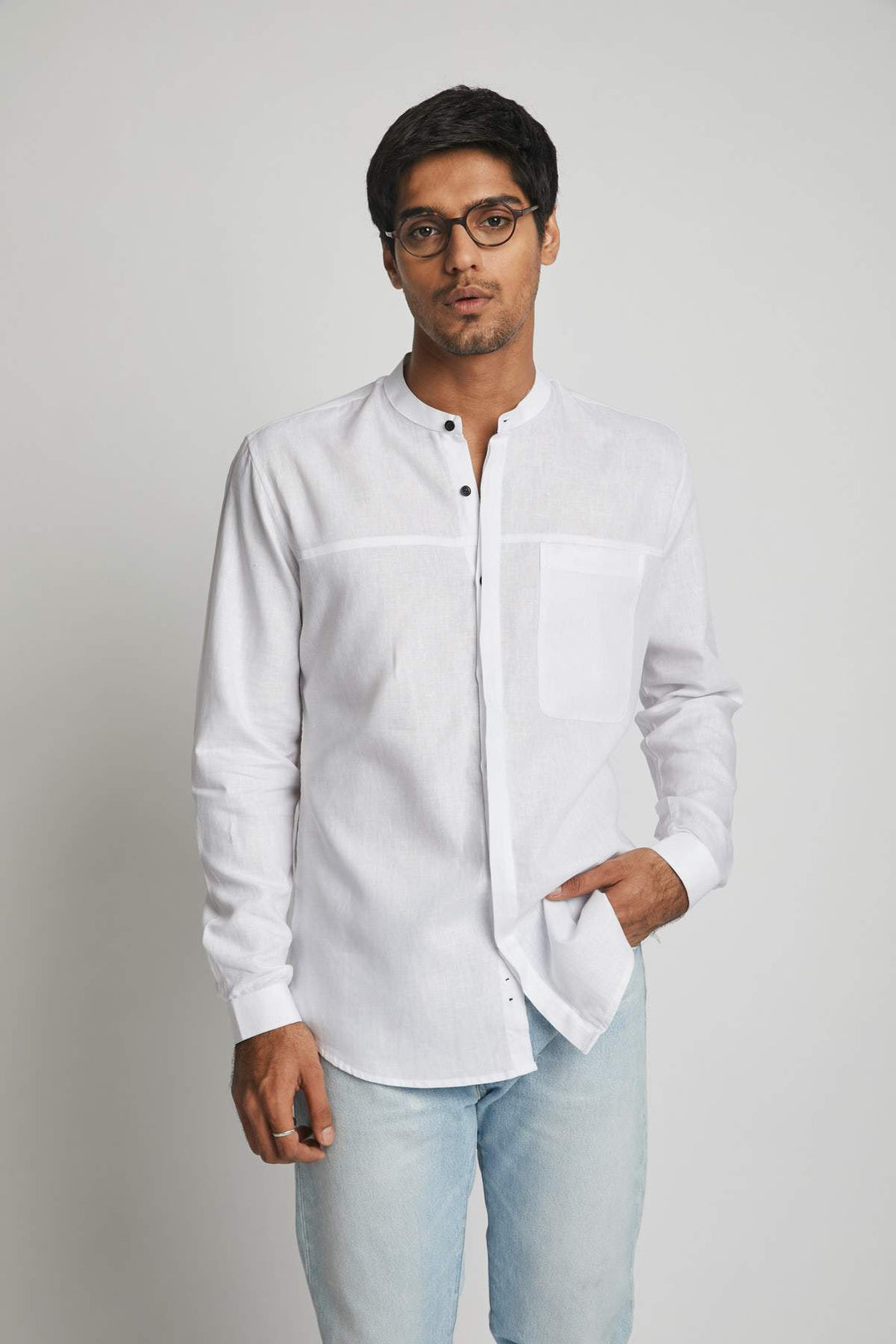 B Label Reflect Round Collar Shirt