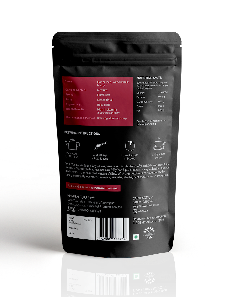 Wah Tea Rose Tea - Loose Leaf - Stand Up Pouch Pack of 2 (100g each)