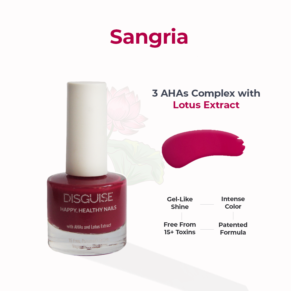 Disguise Cosmetics Sangria 104, 21 TOXIN FREE | WITH AHA & LOTUS EXTRACT | INTENSE COLOR | 9 ml