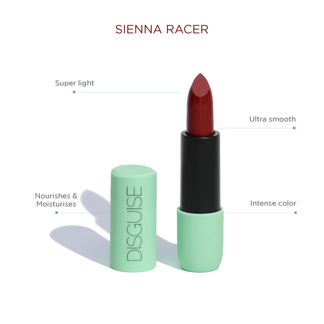 Disguise Cosmetics Satin Matte Lipstick Sienna Racer 12 | ULTRA LIGHT & COMFORTABLE | ENRICHED WITH PLANT OILS