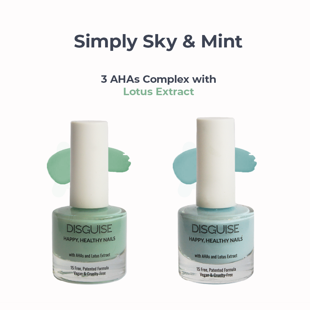 Simply Sky 119 + Mint 118 - Nail Colour, 21 TOXIN FREE | WITH AHA & LOTUS EXTRACT | INTENSE COLOR | 9 ml