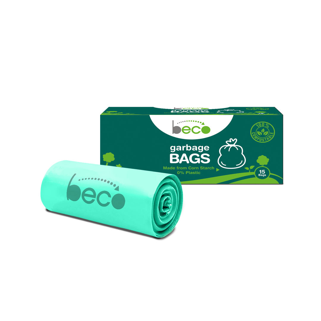 Ecosattva (Beco) Beco Compostable Medium 48 × 53 cm Garbage Bags/Trash Bags/Dustbin Bags 15 Pieces - Pack of 3