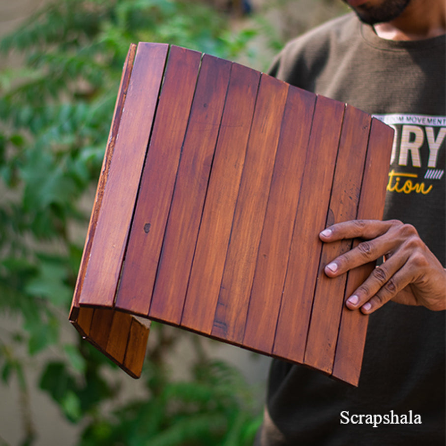 Scrapshala Salvage Table Placement | Walnut colour | Foldable | Stain-Proof