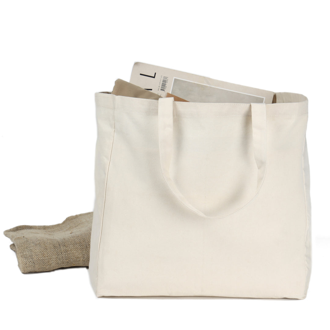 Akiiko Classic Canvas Shopper Tote | Cotton Canvas, Inner Pockets
