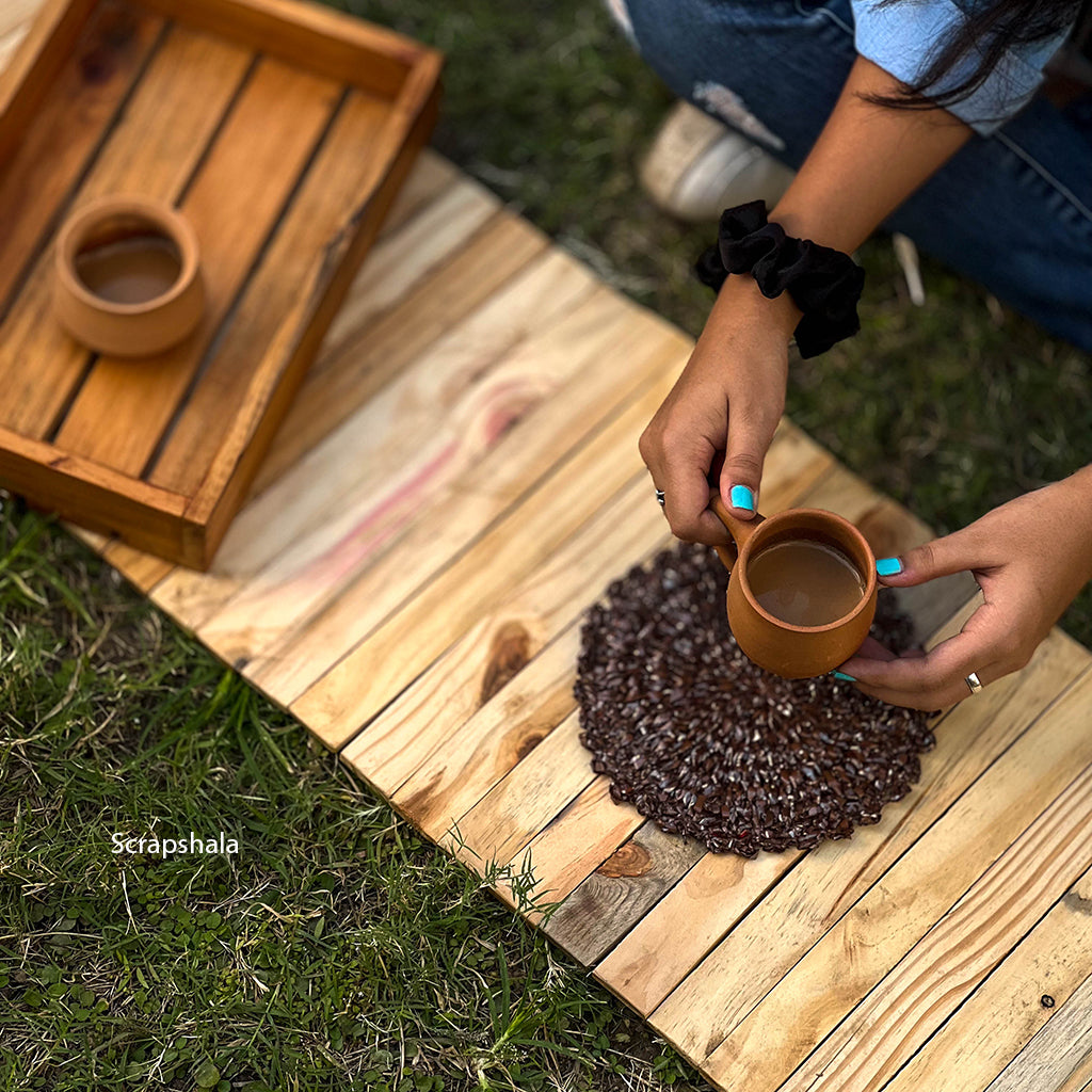 Scrapshala Salvage Runner Placemat | Natural Pine | Foldable | Stain-Proof