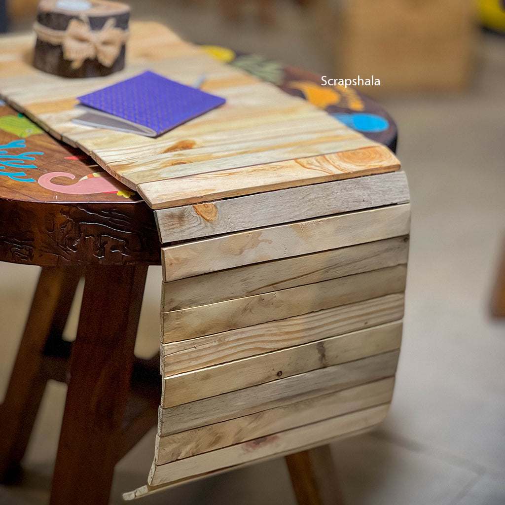 Scrapshala Salvage Runner Placemat | Natural Pine | Foldable | Stain-Proof
