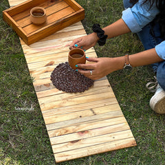 Scrapshala Salvage Runner Placemat | Natural Pine | Foldable | Stain-Proof