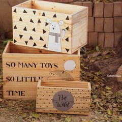 Scrapshala Smart storage box set of 3 | Space Saver | Reclaimed Natural Wood