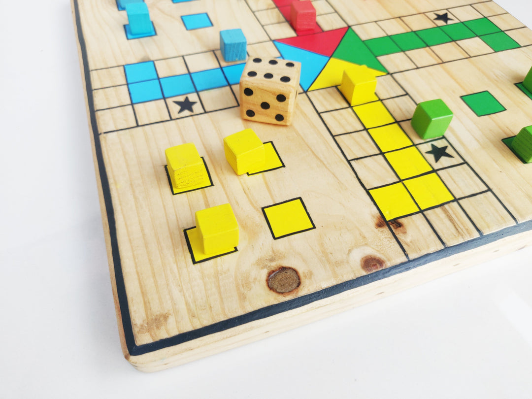 Scrapshala Ludo Board Game | Stratergy | Natural reclaimed wood