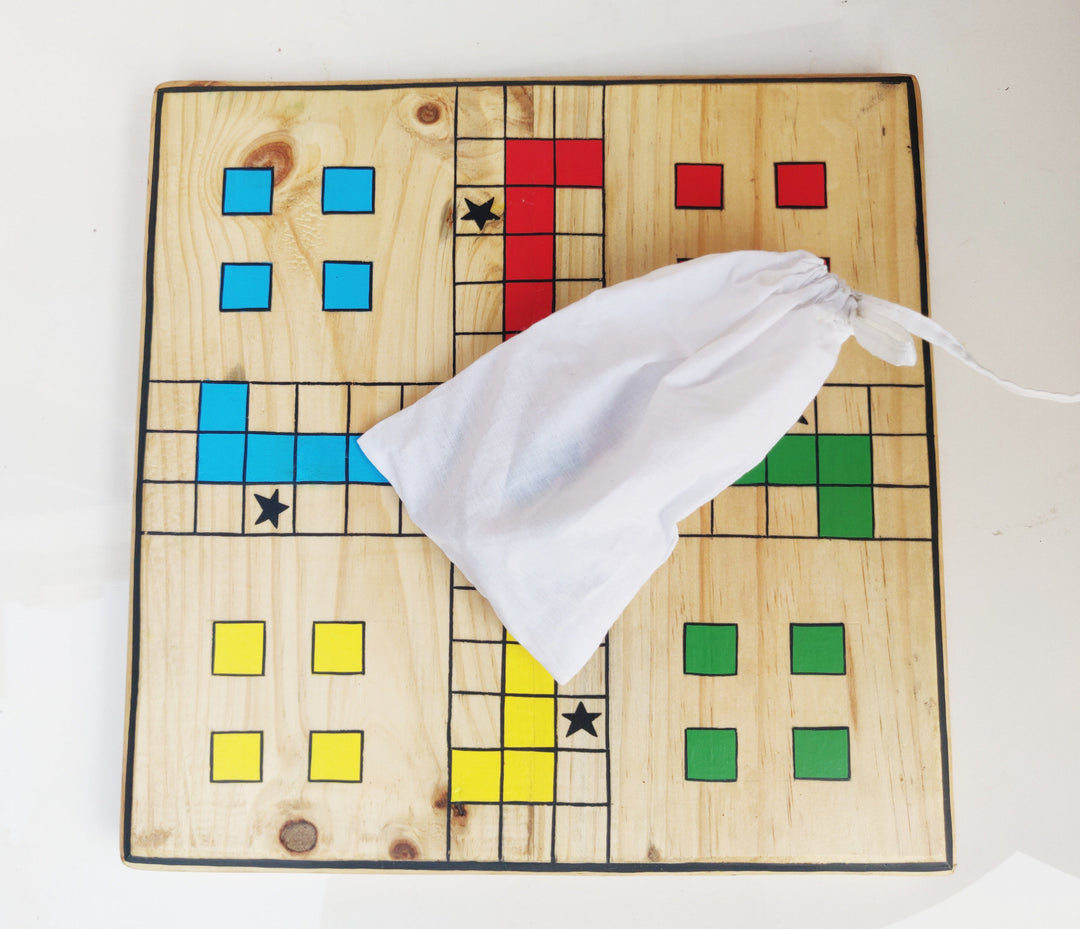 Scrapshala Ludo Board Game | Stratergy | Natural reclaimed wood