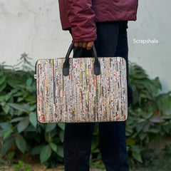 Scrapshala Minimalist Charcha Laptop Bag | Upcycled | Handloom textile