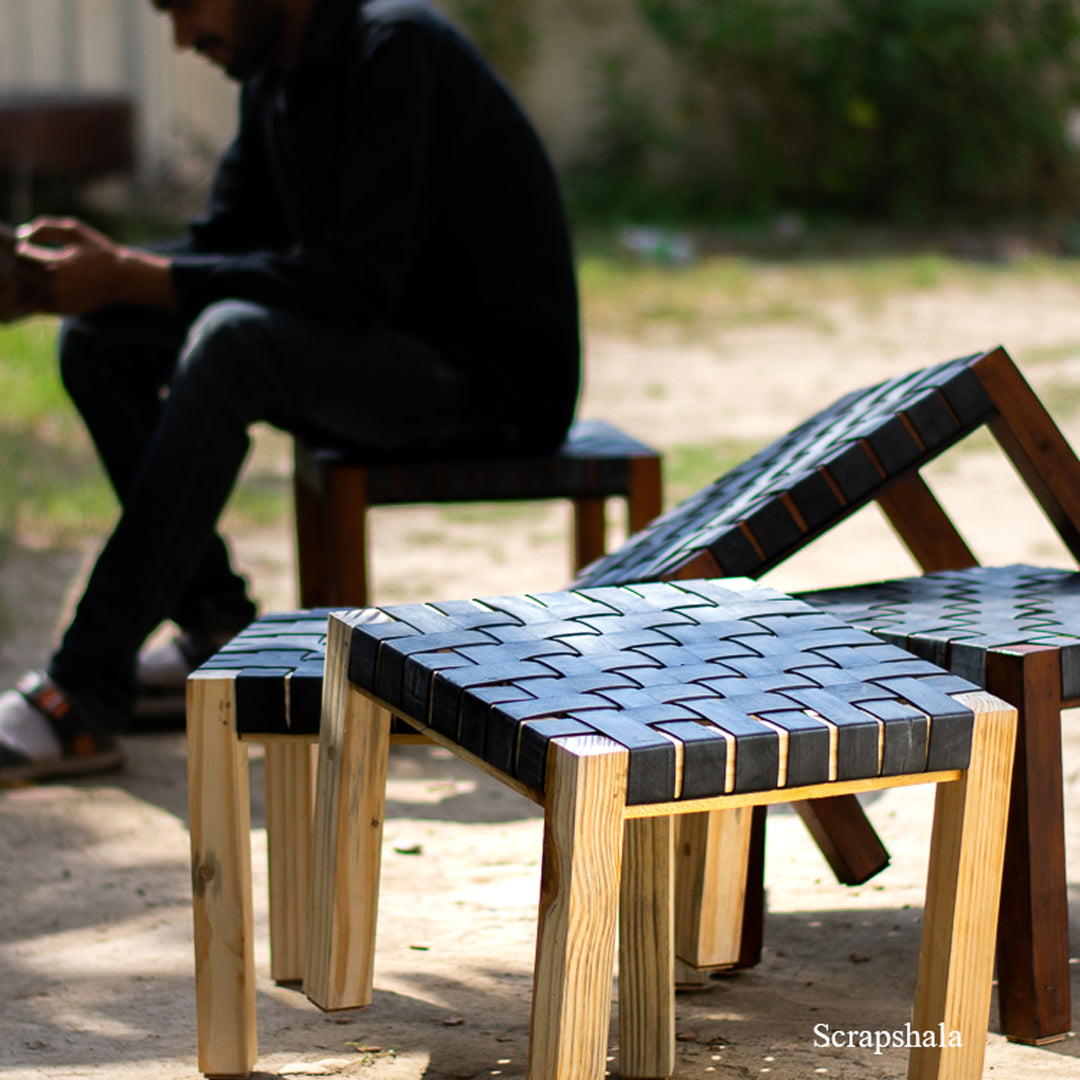 Scrapshala Safar Tube Charpai Stool | Upcycled