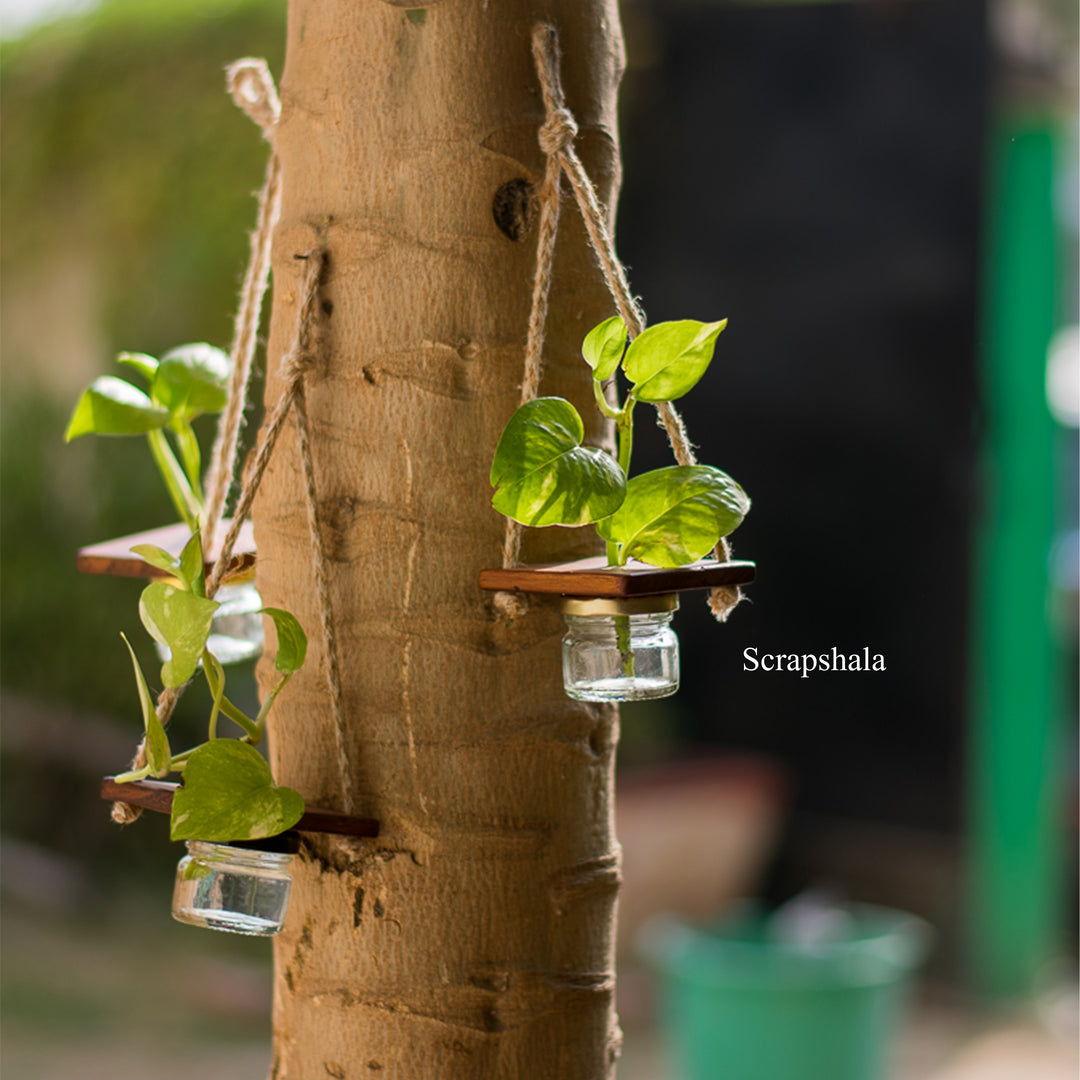 Scrapshala Mini Jar Hanging Planter | Multipurpose | Upcycled