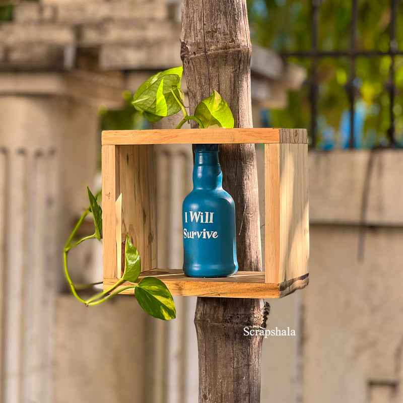 Scrapshala I Will Survive - Blue Planter | Motivational | Upcycled | Hand made