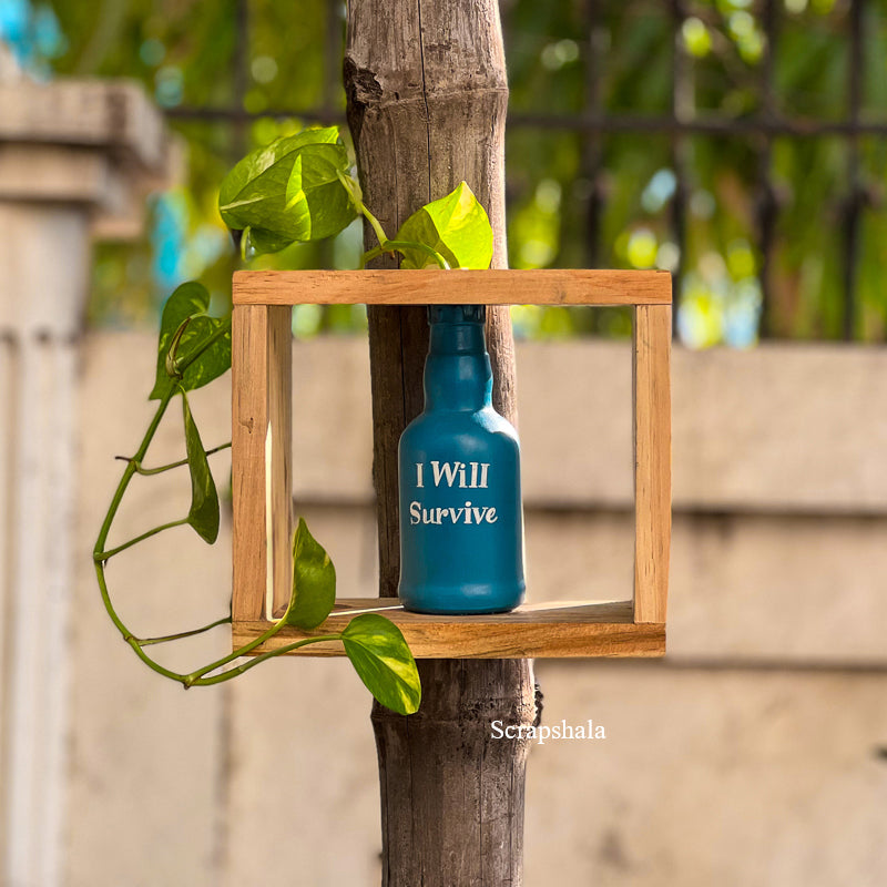 Scrapshala I Will Survive - Blue Planter | Motivational | Upcycled | Hand made