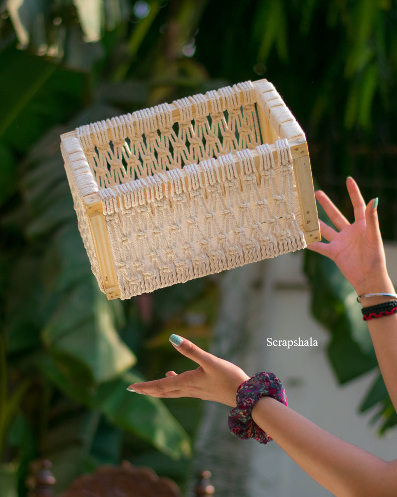 Rozana Macrame Basket | Multi purpose| Handcrafted | Upcycled