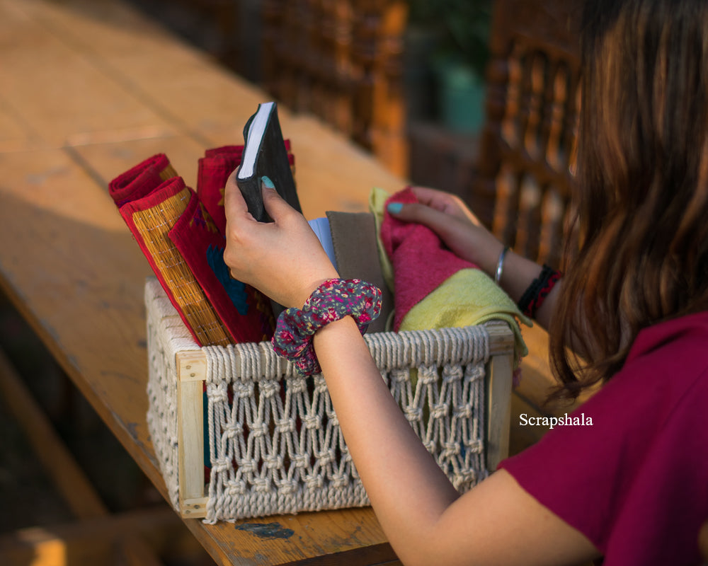 Scrapshala Rozana Macrame Basket | Multi purpose| Handcrafted | Upcycled