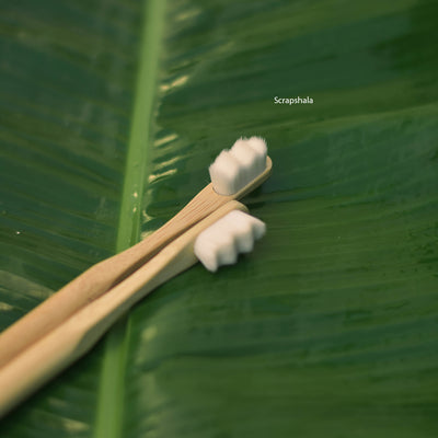 Nano Bambooclean Toothbrush Set | Natural Bamboo | Ultra-Soft zig-zag Bristles | Round handle