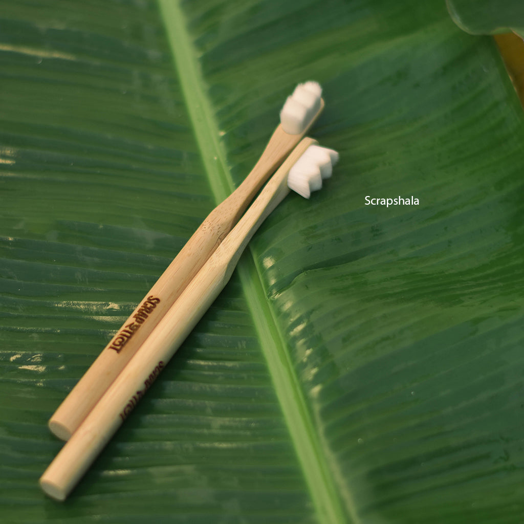 Nano Bambooclean Toothbrush Set | Natural Bamboo | Ultra-Soft zig-zag Bristles | Round handle